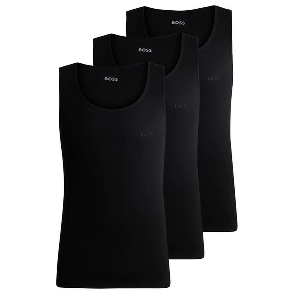 Hugo Boss Men's Classic Ribbed Tank Top 3-Pack - Black